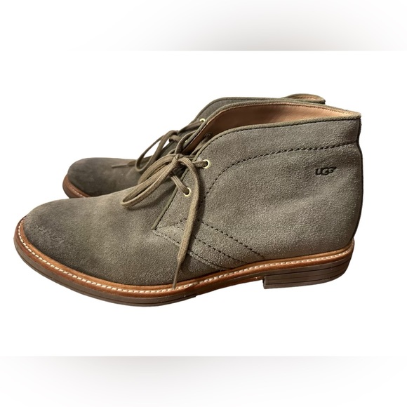 UGG Men Leighton Leather Suede Fur Green Shoes Boots Size 8.5  b2 - Picture 2 of 10